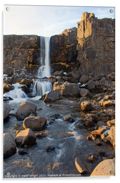 Oxararfoss waterfall, Iceland Acrylic by Hazel Wright