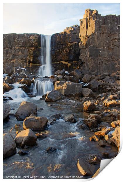 Oxararfoss waterfall, Iceland Print by Hazel Wright