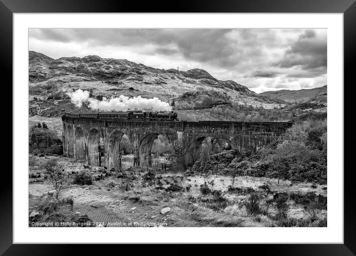 Jacobite Steam Locomotive  West highlands line in Scotland  Framed Mounted Print by Holly Burgess