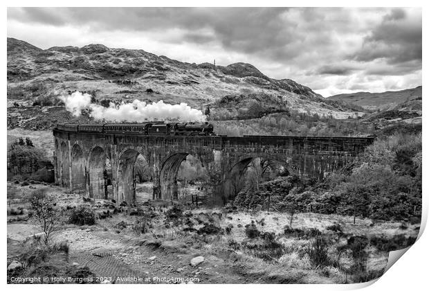 Jacobite Steam Locomotive  West highlands line in Scotland  Print by Holly Burgess