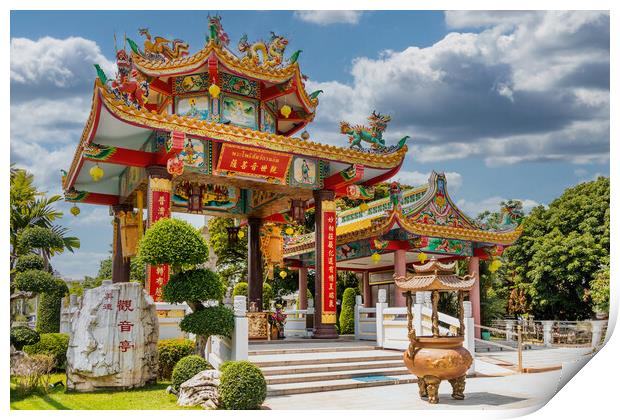 Chinese temple, Mae Sot, Thailand Print by Kevin Hellon