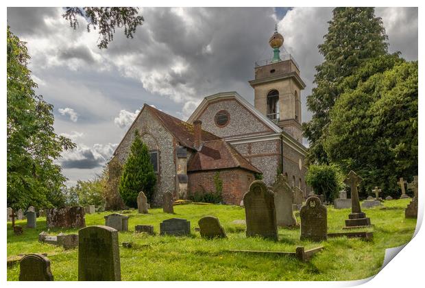 St Lawrence Church, West Wycombe Print by Kevin Hellon