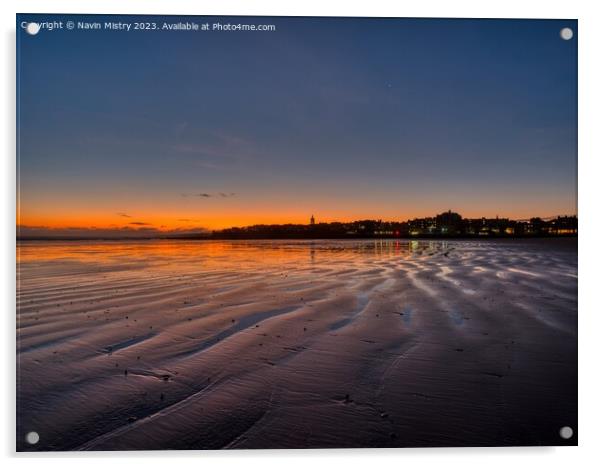 Sunrise at West Sands St. Andrews  Acrylic by Navin Mistry