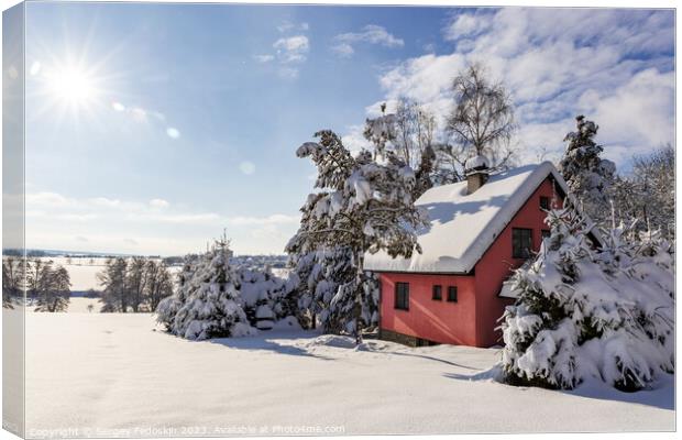 Suburban house after heavy snowfall in central Europe Canvas Print by Sergey Fedoskin