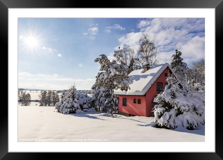 Suburban house after heavy snowfall in central Europe Framed Mounted Print by Sergey Fedoskin