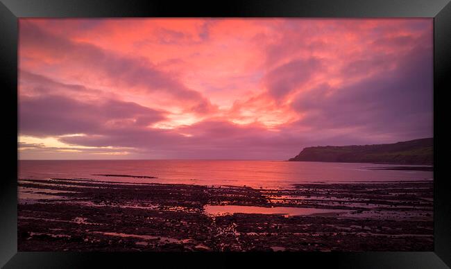 Robin Hood's Bay ~ December Sunrise Seascape Framed Print by Tim Hill