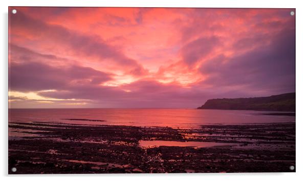 Robin Hood's Bay ~ December Sunrise Seascape Acrylic by Tim Hill