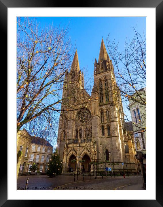 Truro Cathedral at Christmas Time Framed Mounted Print by Beryl Curran