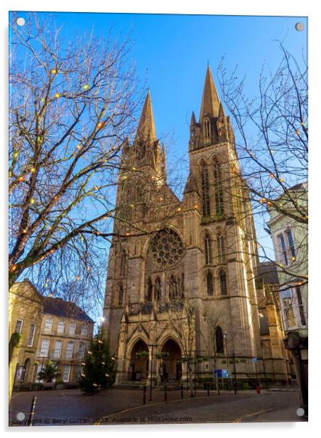 Truro Cathedral at Christmas Time Acrylic by Beryl Curran