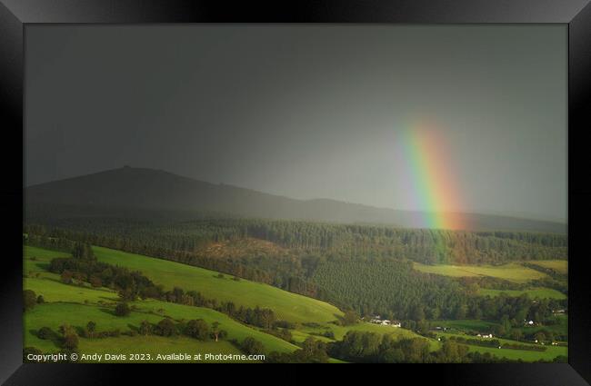 Moel Famau rainbow Framed Print by Andy Davis