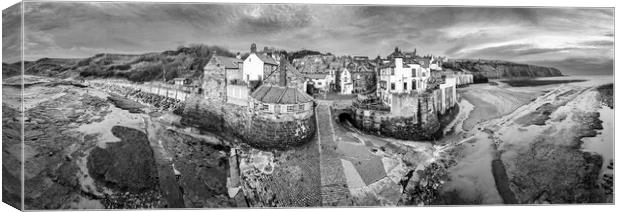 Robin Hood's Bay Black and White Panoramic Canvas Print by Tim Hill
