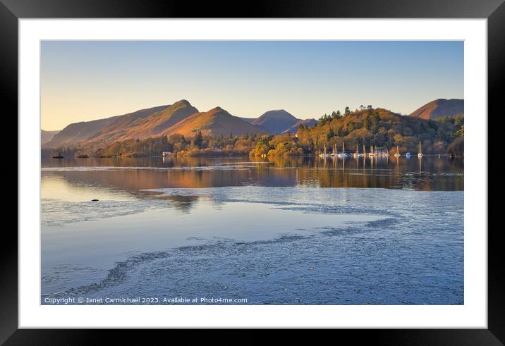 First Light over an Icy Derwentwater Framed Mounted Print by Janet Carmichael