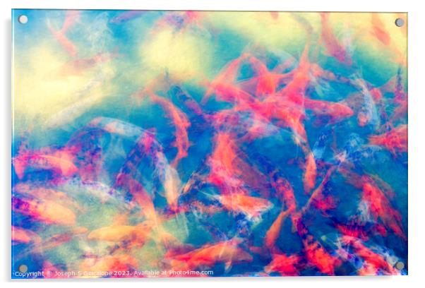 Joyful Koi Fish Abstract Acrylic by Joseph S Giacalone
