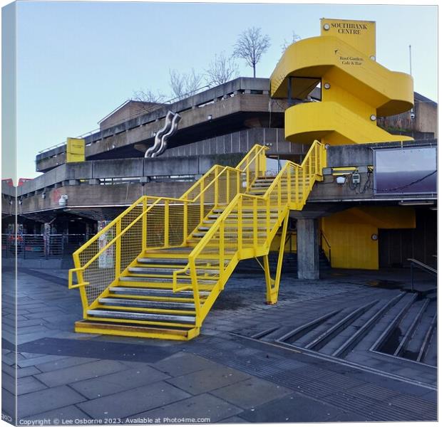 Yellow Staircase, South Bank Centre Canvas Print by Lee Osborne