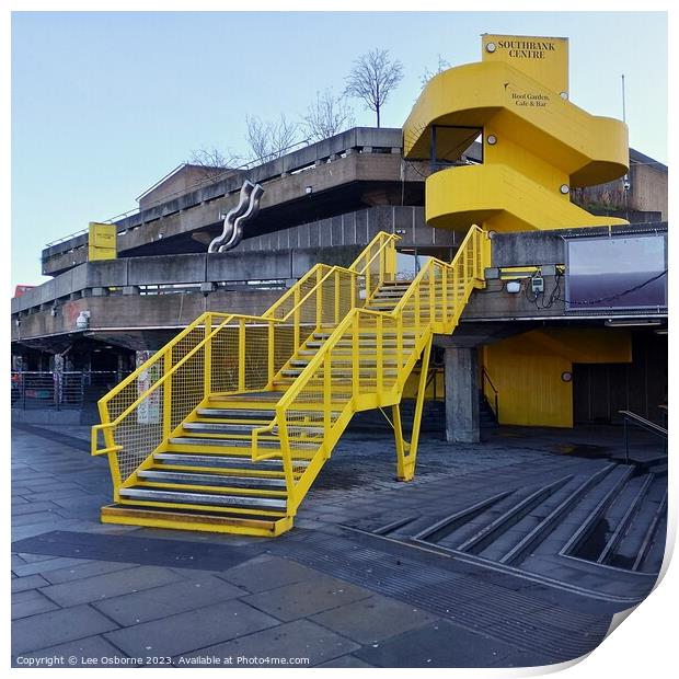 Yellow Staircase, South Bank Centre Print by Lee Osborne