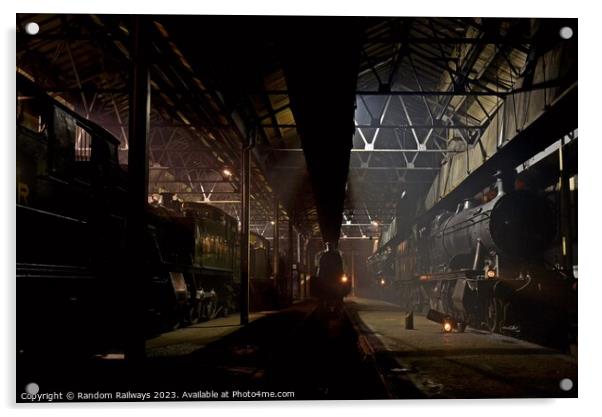 Loco shed at night Acrylic by Random Railways
