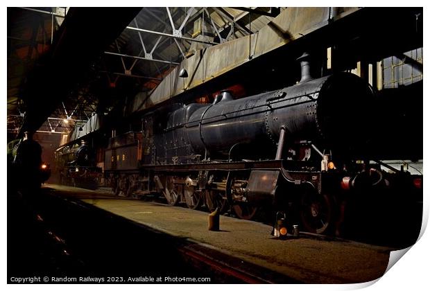 Loco shed at night Print by Random Railways