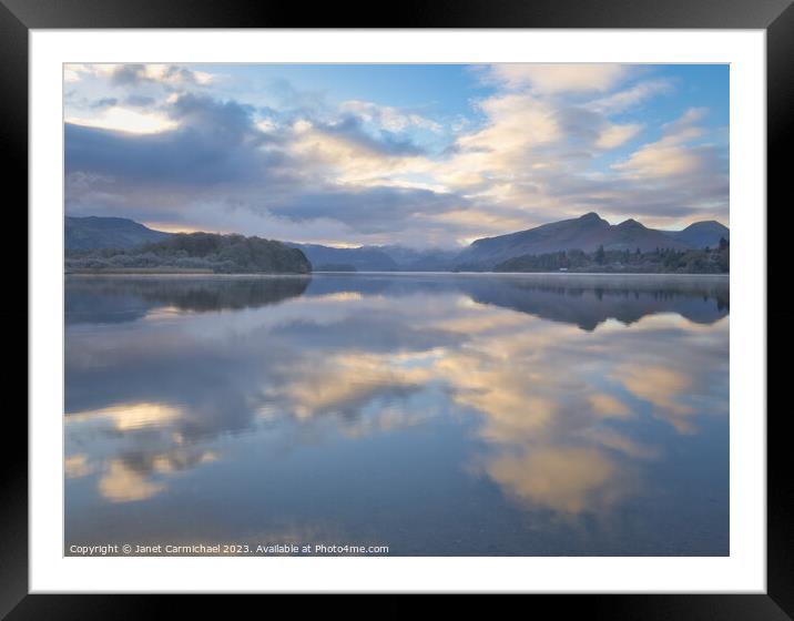 Derwentwater Sunrise Reflections Framed Mounted Print by Janet Carmichael