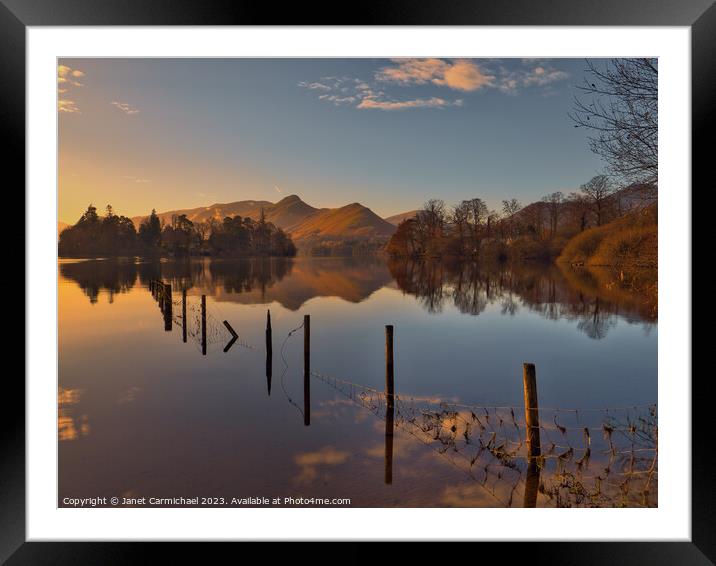 Sunset Approaches at Derwentwater Framed Mounted Print by Janet Carmichael