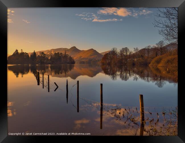 Sunset Approaches at Derwentwater Framed Print by Janet Carmichael