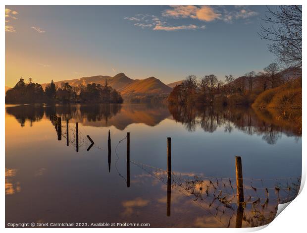Sunset Approaches at Derwentwater Print by Janet Carmichael