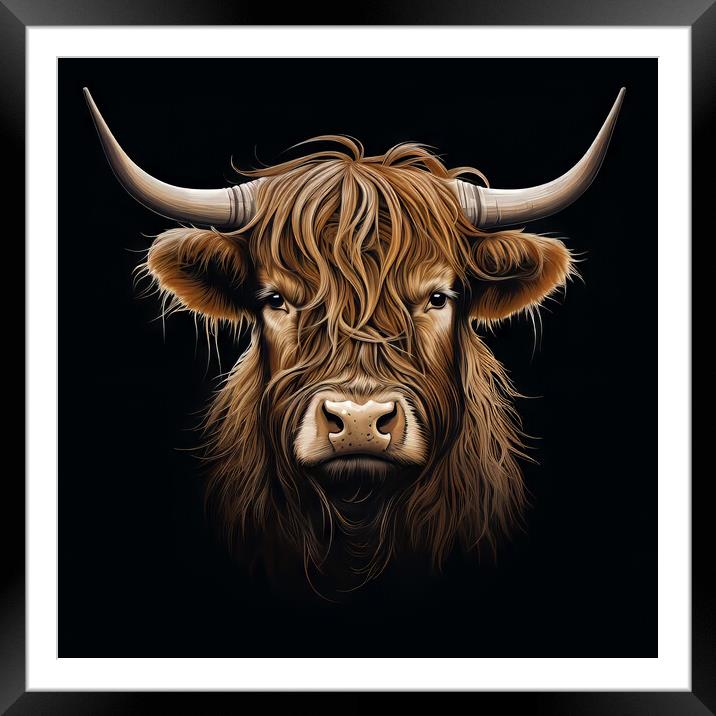 Highland Cow Framed Mounted Print by Fraser Hetherington