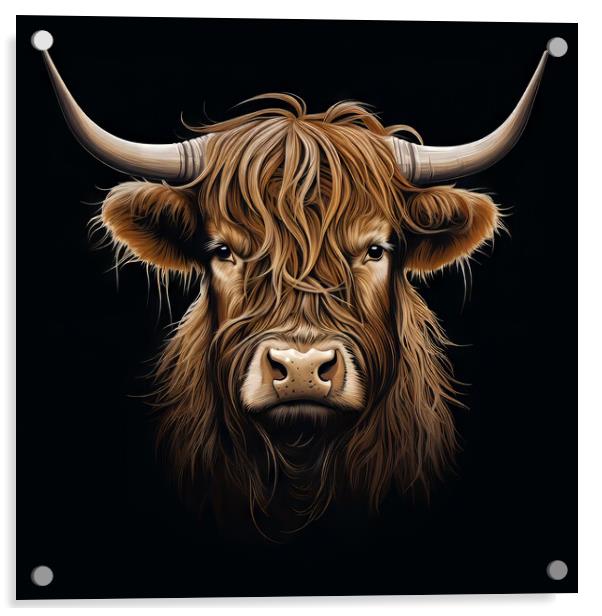 Highland Cow Acrylic by Fraser Hetherington