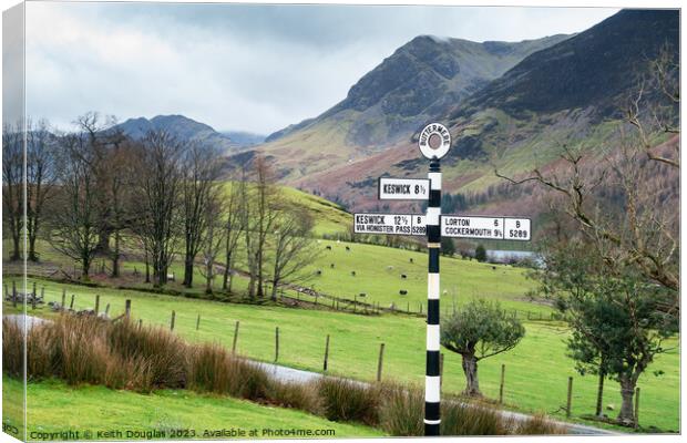 Buttermere Signpost Canvas Print by Keith Douglas