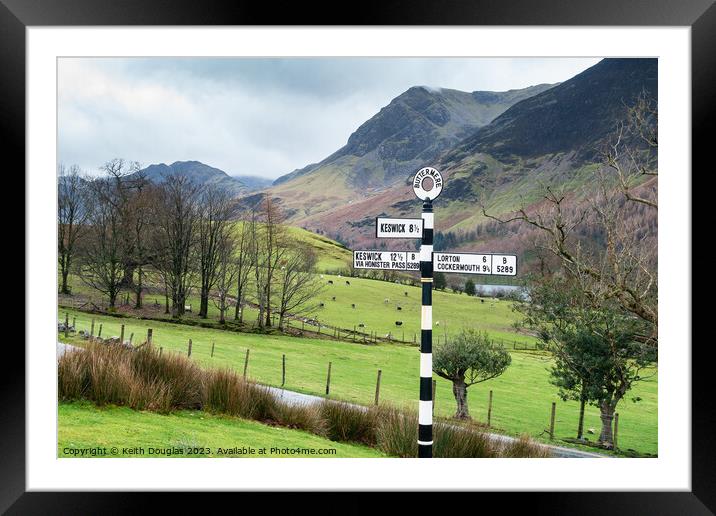 Buttermere Signpost Framed Mounted Print by Keith Douglas