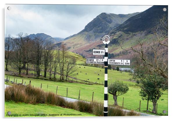 Buttermere Signpost Acrylic by Keith Douglas