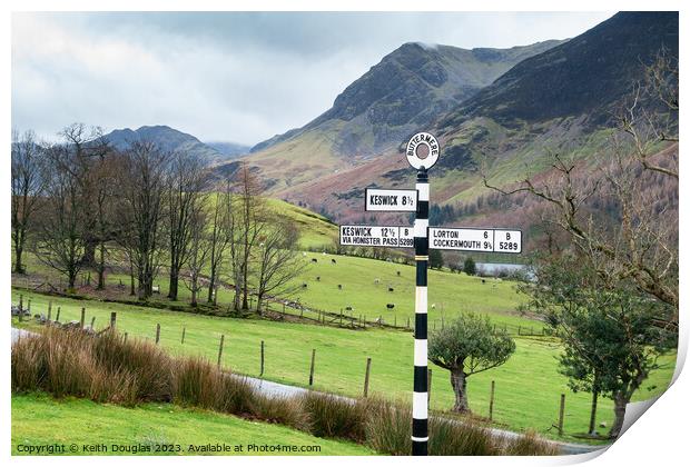 Buttermere Signpost Print by Keith Douglas