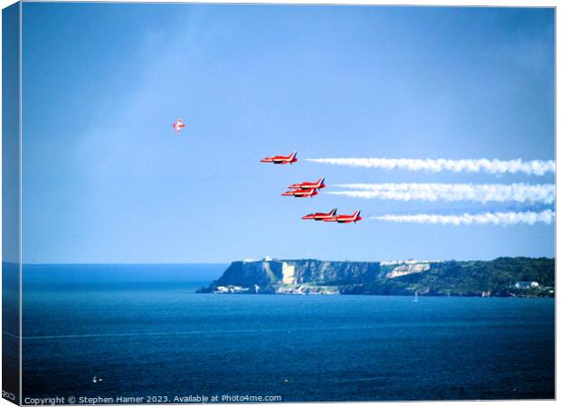 Red Arrows pass Berry Head Canvas Print by Stephen Hamer