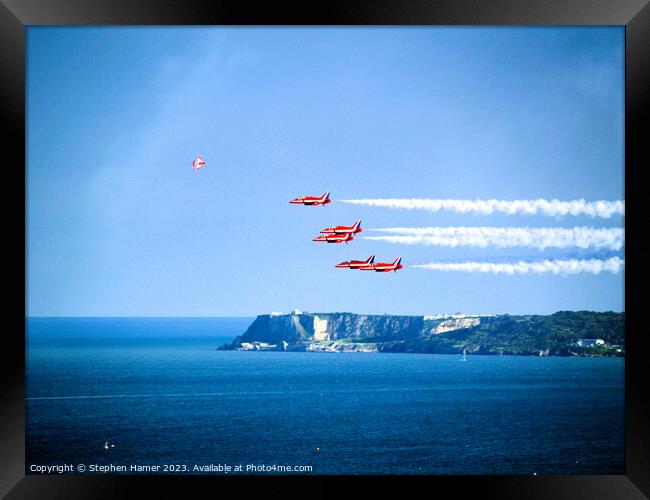 Red Arrows pass Berry Head Framed Print by Stephen Hamer