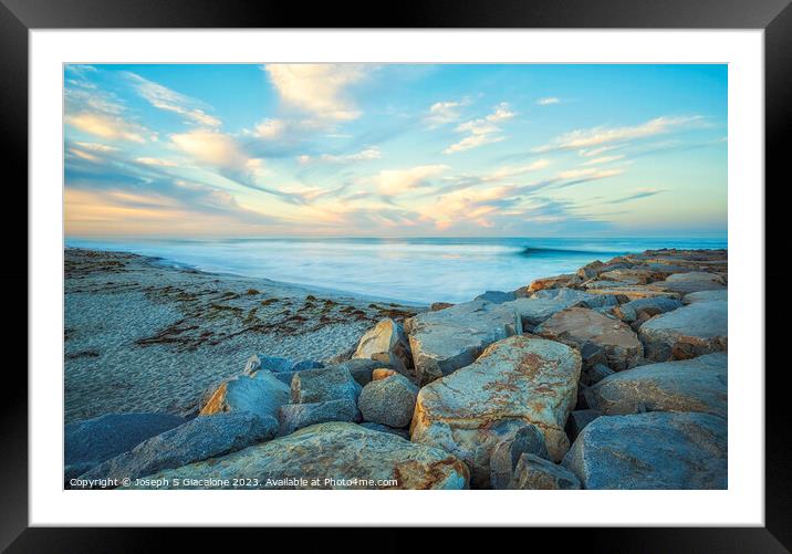 Intersection of Beach and Jetty - Carlsbad, California Framed Mounted Print by Joseph S Giacalone