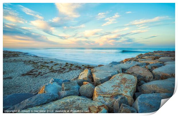 Intersection of Beach and Jetty - Carlsbad, California Print by Joseph S Giacalone