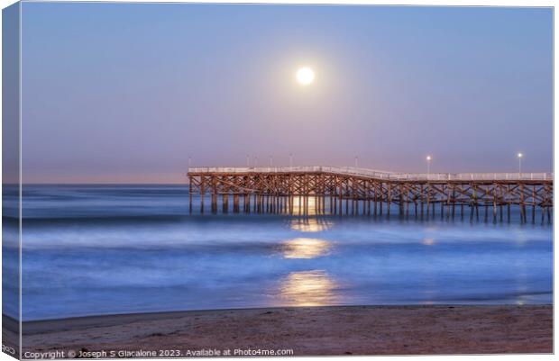 Moonlight Shines On Crystal Pier Canvas Print by Joseph S Giacalone