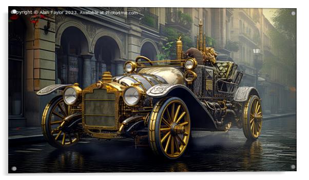 Steampunk Town Car Acrylic by Alan Taylor