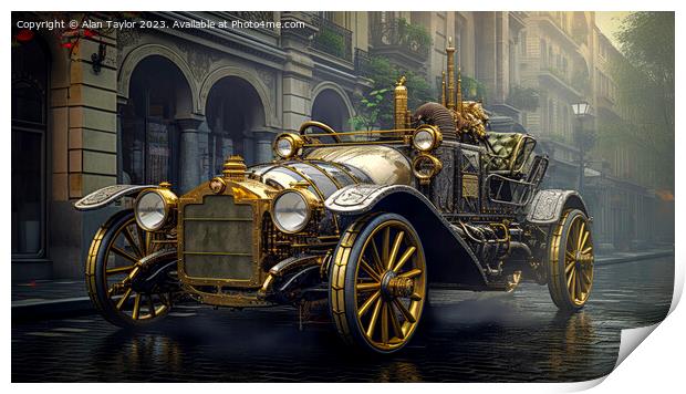 Steampunk Town Car Print by Alan Taylor