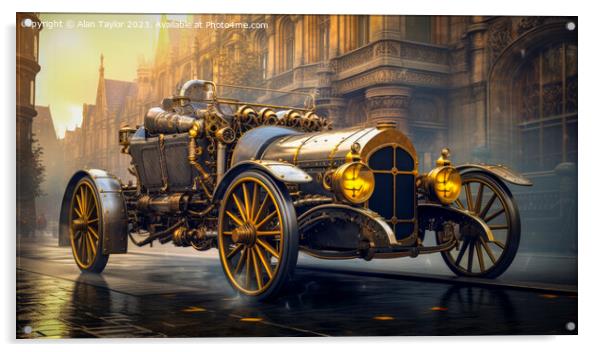 Steampunk Town Car Acrylic by Alan Taylor