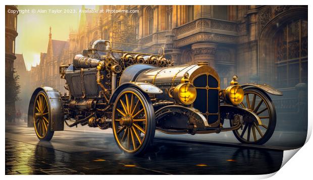 Steampunk Town Car Print by Alan Taylor