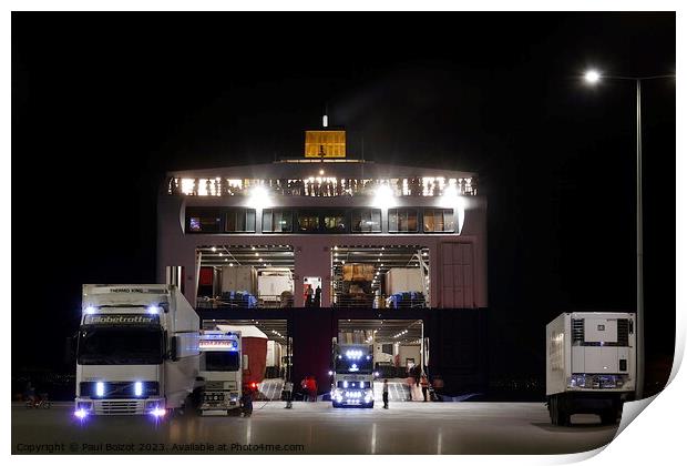 Night ferry, Kos Town Print by Paul Boizot
