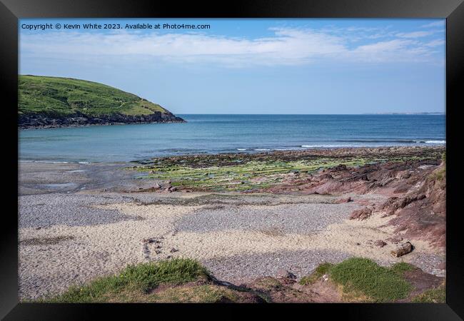 Sand and rocky beach at Manorbier South Wales Framed Print by Kevin White