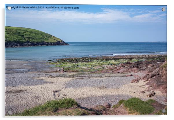 Sand and rocky beach at Manorbier South Wales Acrylic by Kevin White