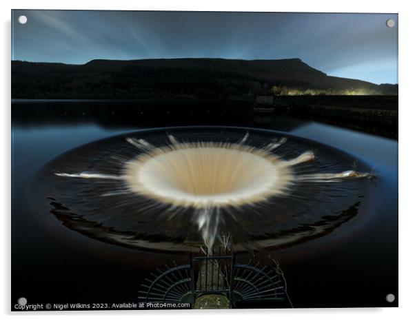 Ladybower Reservoir Plughole Acrylic by Nigel Wilkins