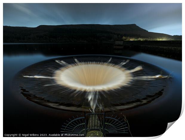 Ladybower Reservoir Plughole Print by Nigel Wilkins