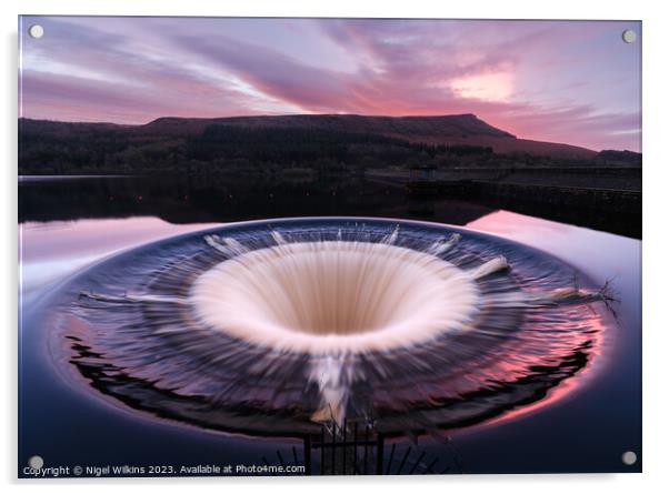 Ladybower Reservoir Plughole at Dawn Acrylic by Nigel Wilkins
