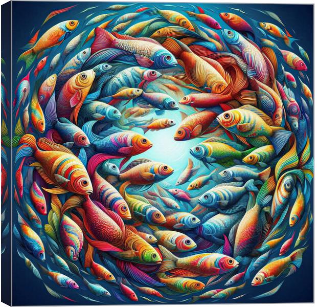 rainbow fish, Digital art Canvas Print by kathy white