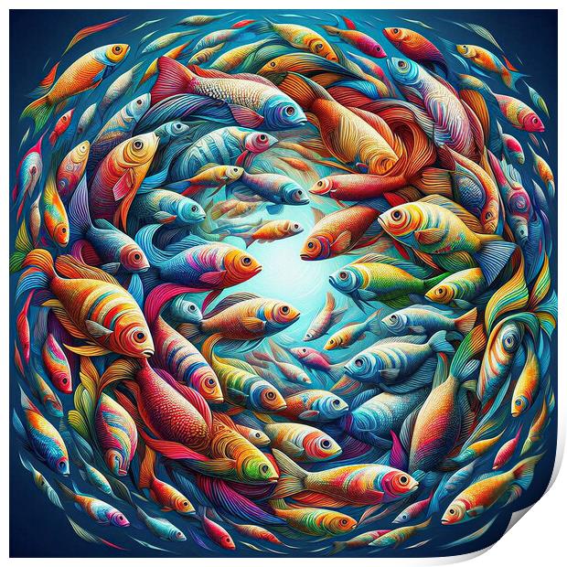 rainbow fish, Digital art Print by kathy white
