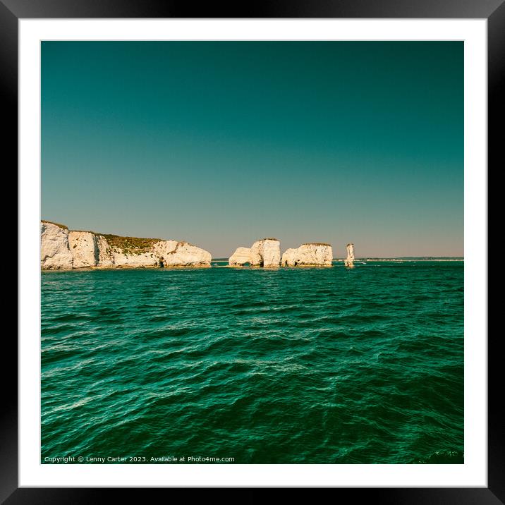 Old Harry Rocks - Isle of Purbeck Framed Mounted Print by Lenny Carter