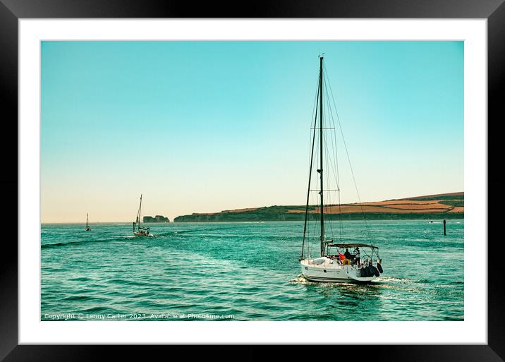 Boats to Old Harry Rocks Framed Mounted Print by Lenny Carter